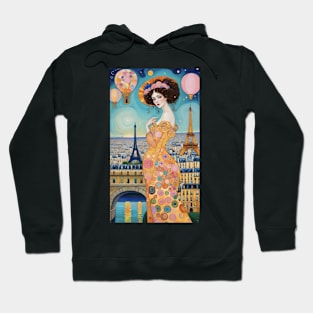 Gustav Klimt's Parisian Nights: Inspired Eiffel Tower Hoodie